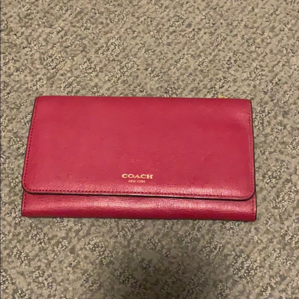 Red leather coach wallet